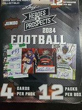 2024 Leaf Heroes & Prospects Football Factory Sealed 12 Auto Per Hobby Jumbo Box