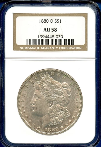 1880 O NGC AU58 Morgan Silver Dollar $1 US Mint Rare Key Coin 1880-O NGC AU-58