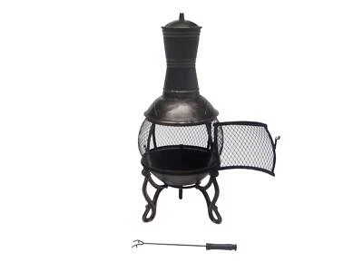 89cm Cast Iron Fire Pit Chiminea Chimney Fireplace Heater Patio
