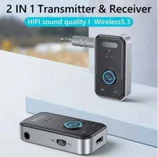 2 IN 1 Wireless Transmitter Receiver Bluetooth 5.3 Adapter 3.5mm For Car Audio U