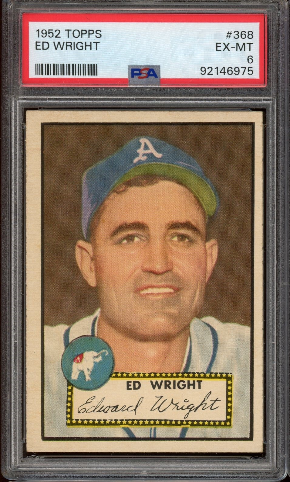 1952 Topps Baseball #368 Ed Wright PSA 6