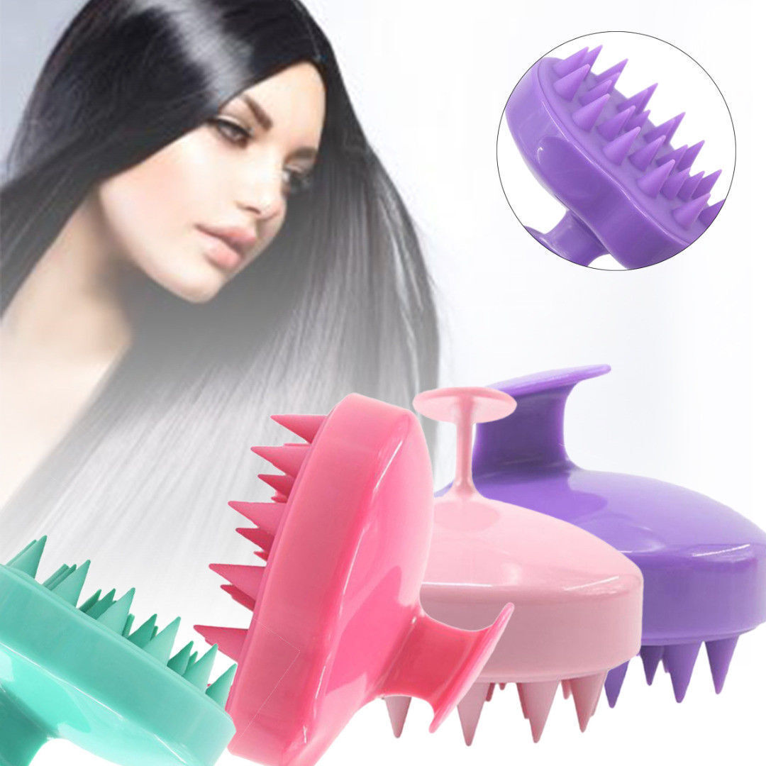 Silicone Scalp Shampoo Brush Washing Massage Shower Head Hair Bo