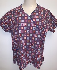 Womens HEART Print Multicolor DICKIES Medical Scrubs Size M