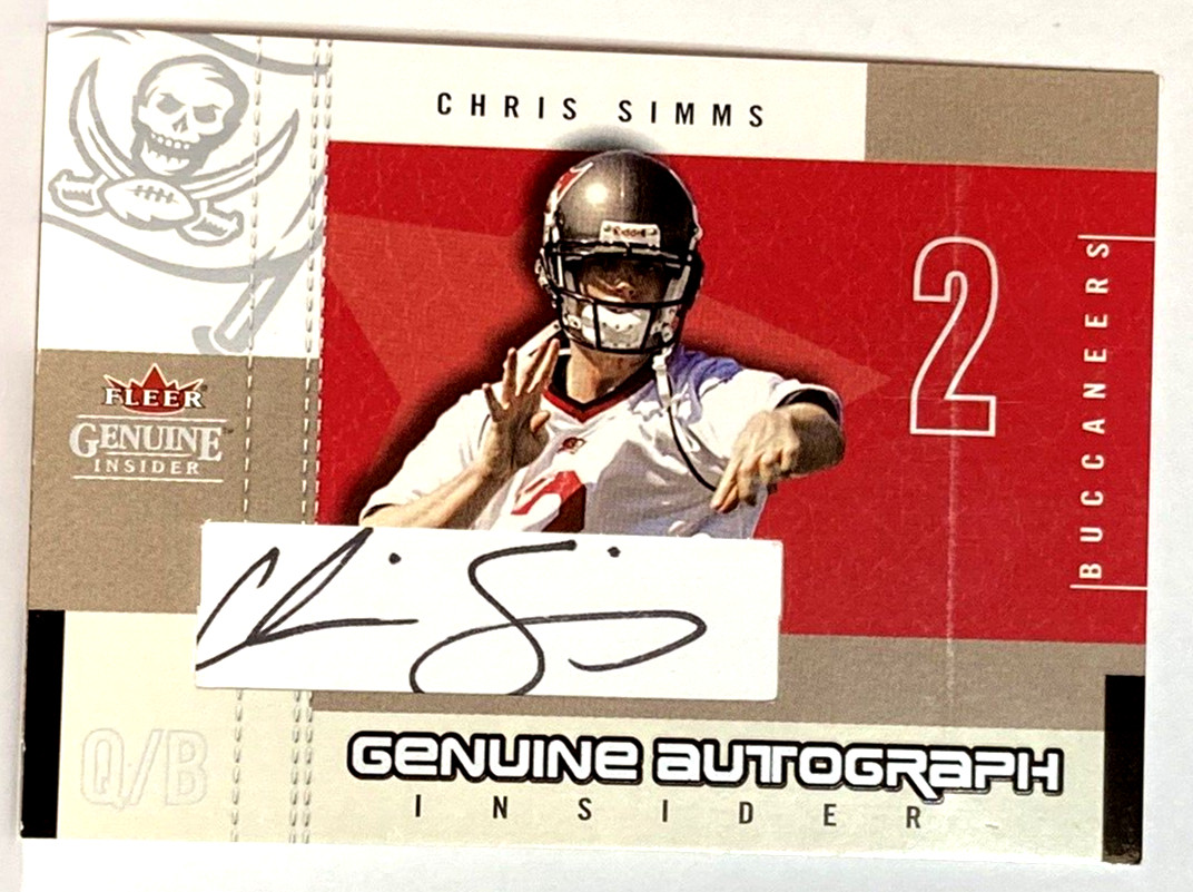 2003 Fleer Genuine Insider CHRIS SIMMS Genuine Autograph Rookie RC Card #AI-CS
