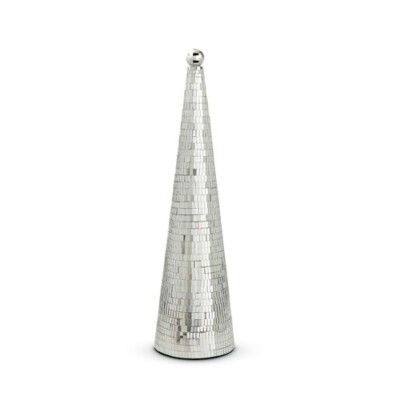 19'' x 5'' SILVER DISCO BALL CONE TREE Glass & Foam Christmas NEW RAZ 4432749