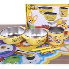 5pcs Pororo NON-slip dish cup spoon set,stainless for baby kids toddler children