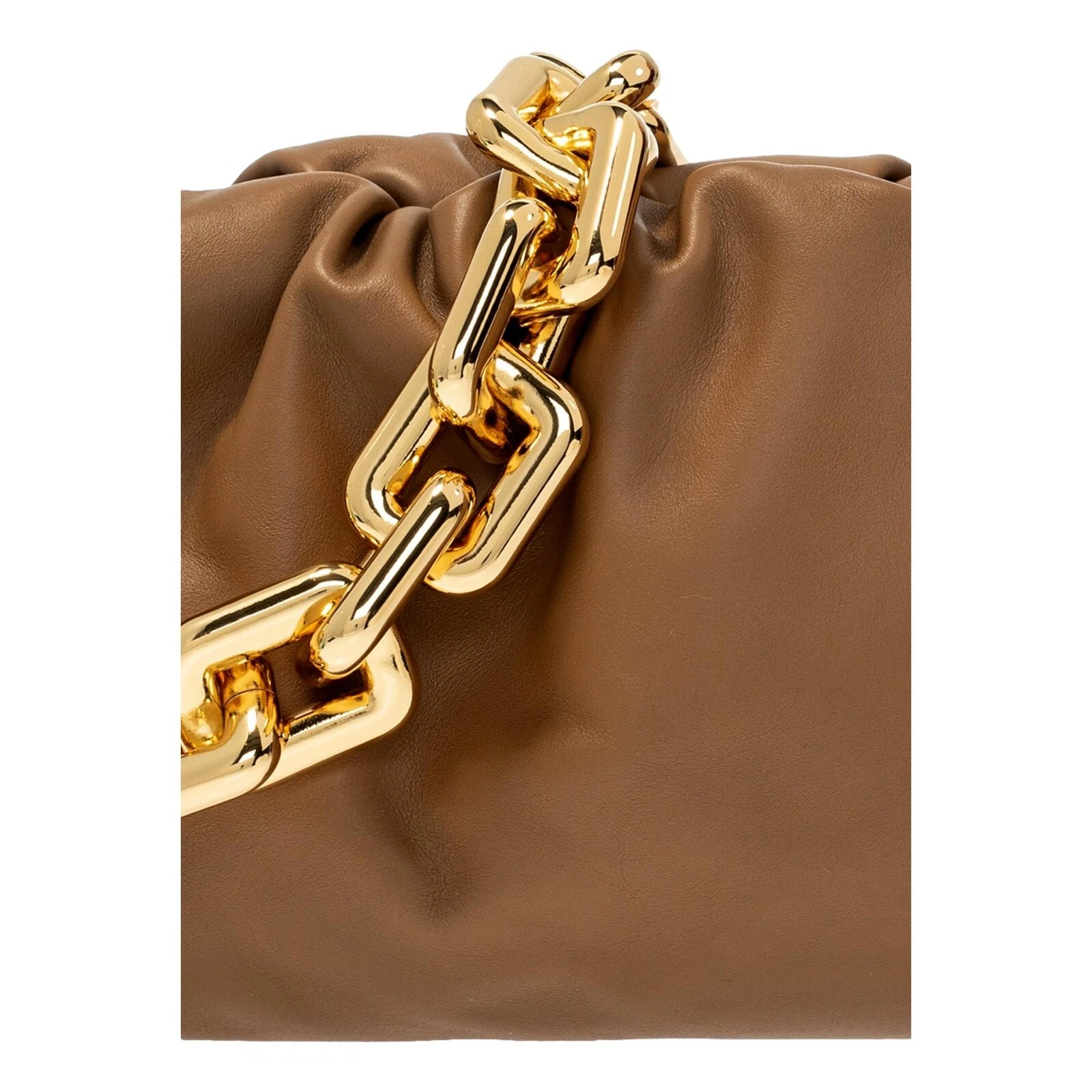 Borsa a tracolla Bottega Veneta The Chain Pouch in pelle di vitello marrone nuova