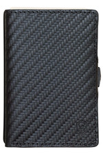 ZNAP RFID Blocking Slim Black Braided Leather Aluminum Wallet 8 Card Size