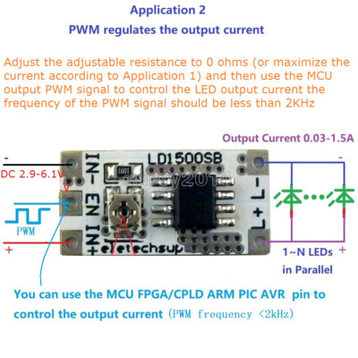 DC3-6V 28-1500mA Adjustable Output Current LED Driver Module PWM Controller