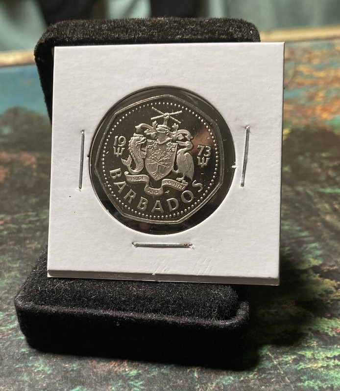Nice 1973 Barbados $1 Proof - Flying Fish - One Dollar Coin Look Bid It Buy Now!