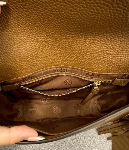 TORY BURCH Tan Leather Gold Hardware Crossbody Shoulder Bag - NEW! - Picture 9 of 10