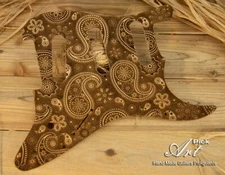 Stratocaster Pickguard SSS Paisley Coffee Cream Textured Engraved Matte Finish