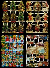 Glanzbilder Weihnachten Motiv Set aus 4 verschiedenen Oblaten