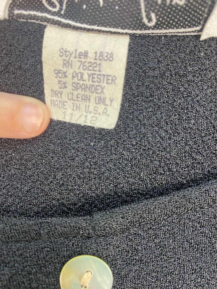 Vestido Suéter De Colección Christy Lynn Para Mujer 11/12 Negro Terry Francés Tela Hecho en EE. UU. Foto 4 de 4