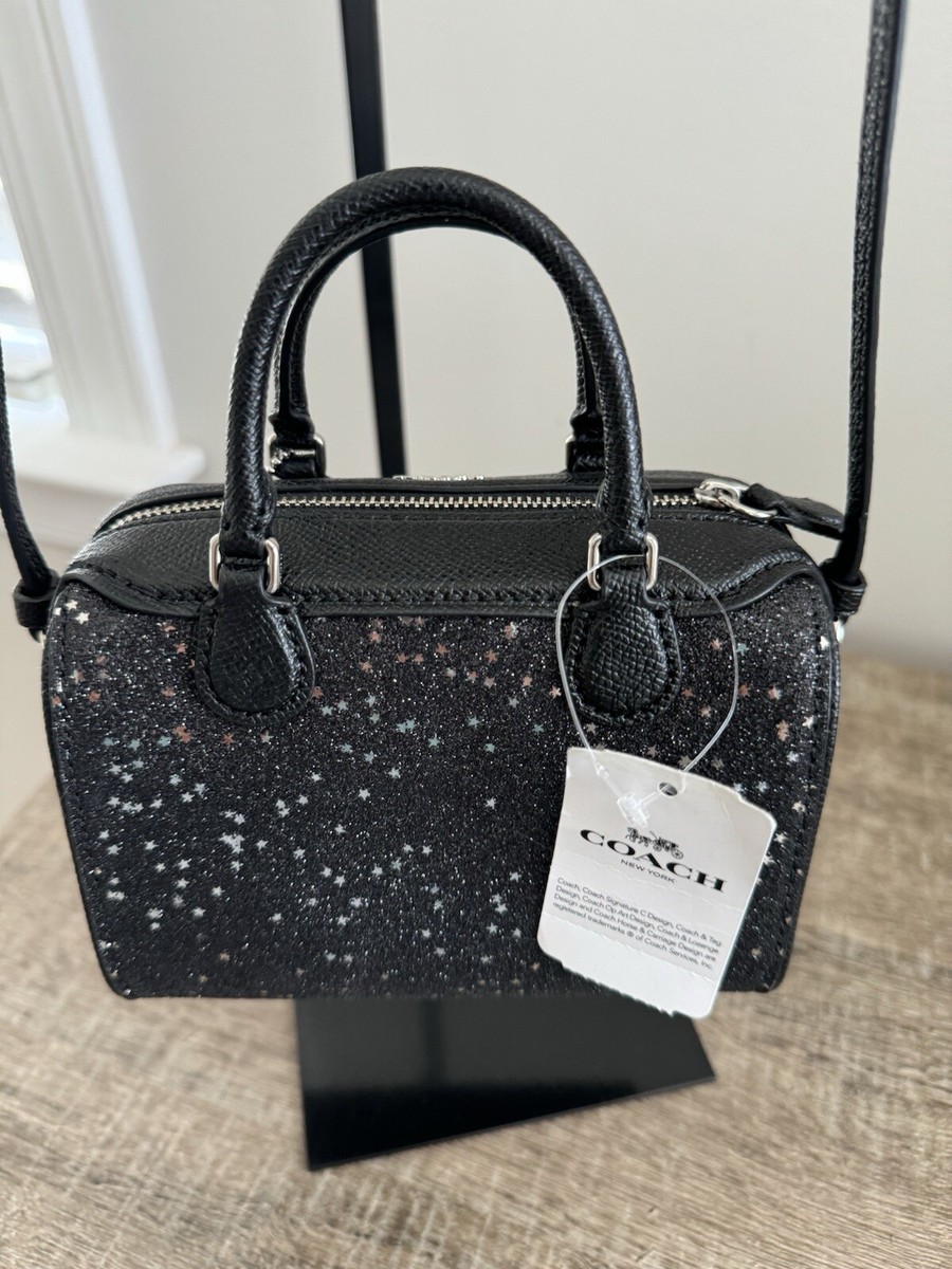 COACH グリッターミニバッグ NWT Coach Micro Mini Bennett Star Glitter Satchel Crossbody