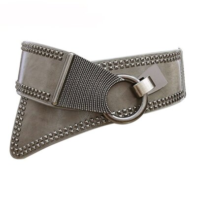Dress Grey Wide Belt Elastic Belts For Women Studded Belt For