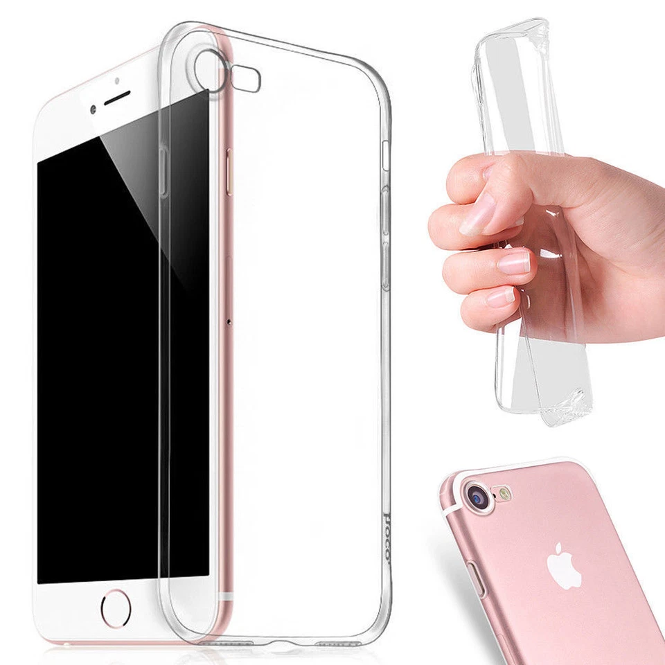 COVER PER IPHONE SE 2020 8/7/7 PLUS APPLE TRASPARENTE MORBIDA CUSTODIA TPU SLIM - Immagine 3 di 4