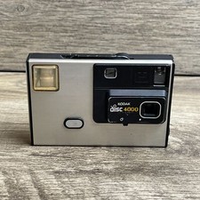 Vintage Kodak Disc 4000 Silver  Black Built-in Flash Point  Shoot Film Camera