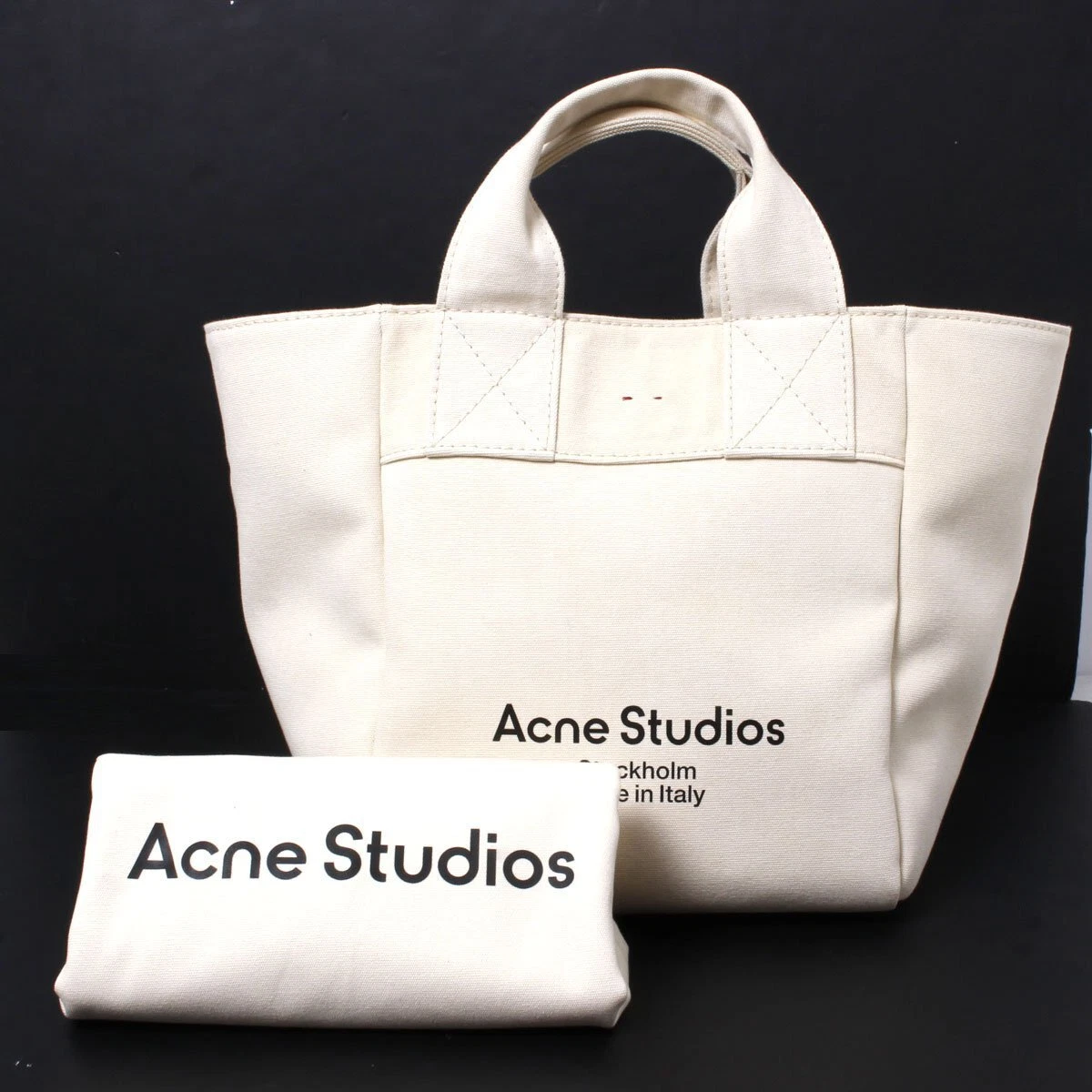 ACNE STUDIOS Logo Canvas Tote Bag With Storage Bags Mint From Japan