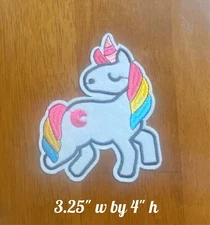 Unicorn Embroidered Iron On Patch, Sew On Applique