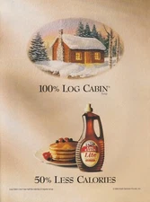 1993 Log Cabin Lite Pancake Syrup - Winter Scene Roof Snow - Print Ad Photo Art