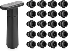 Wine Saver Vacuum Pump with 20 Stoppers, Wine Preserver, Black