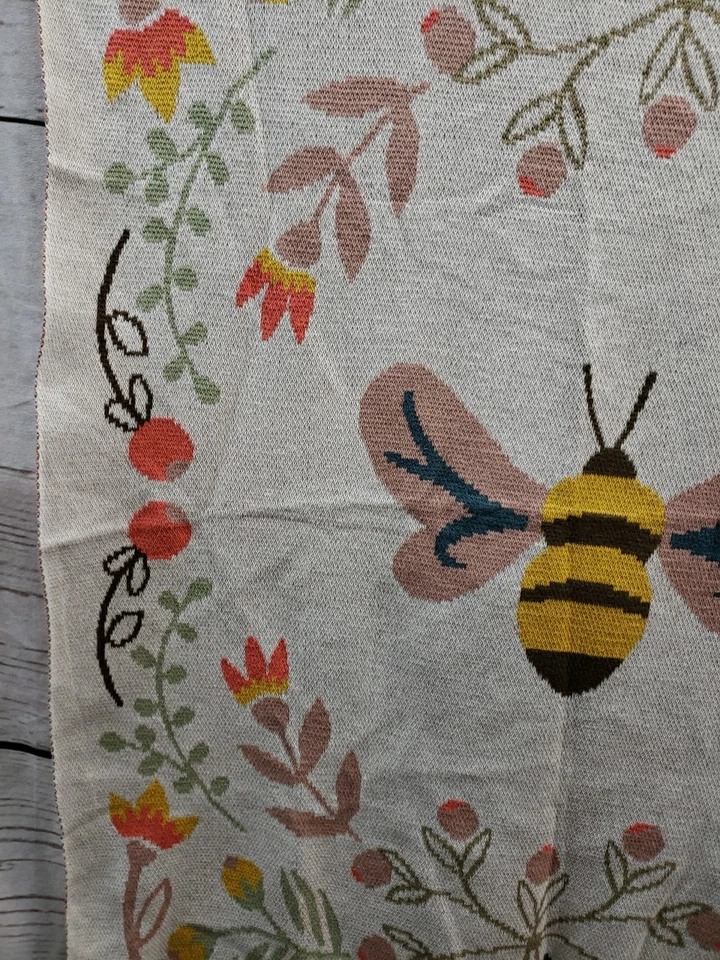 Cobertor floral 34x44 criativo cooperativo Bee Bumblebee malha algodão herança bebê menina - Imagem 4 de 4