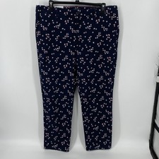 Tommy Hilfiger Women's Stretch Slim Chino Pants Size 18 Navy Blue Floral NWT