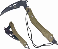 Folding Sickle Knife With Sheath, Quick Release Tactical Survival Tool with Safe