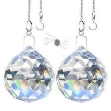 Hanging Crystal Sun Catcher Ball Prism Beads-2 Pack 50mm Crystal Suncatcher...