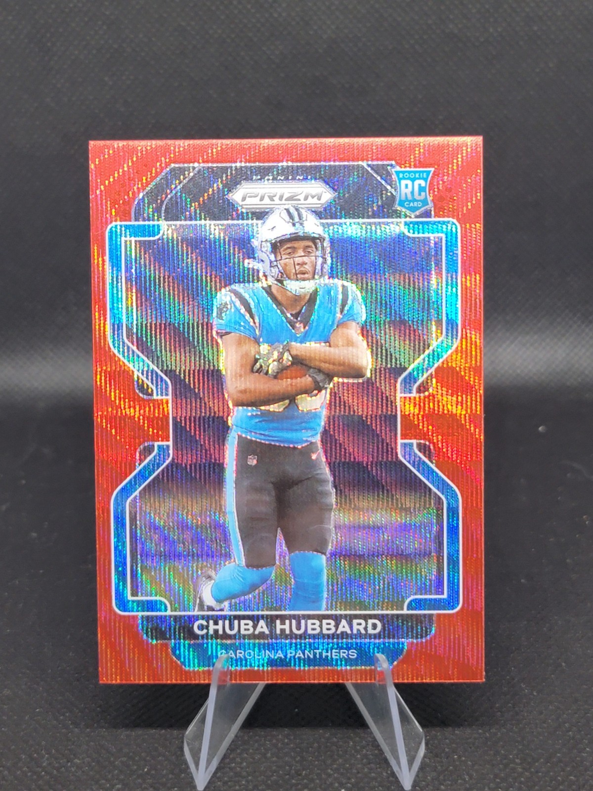 Chuba Hubbard 2021 Paninii Prizm Red Wave Prizm Rookie RC 65/149 #355 Panthers