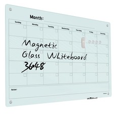 Magnetic Monthly Calendar Glass Whiteboard - Glass Dry Erase Board 48"x36" La...