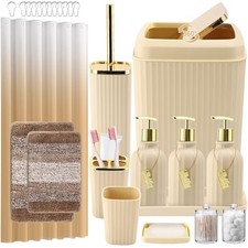 32PCS Bathroom Set Bathroom Sets Bath Set  Shower Curtain  Bath Rugs Beige