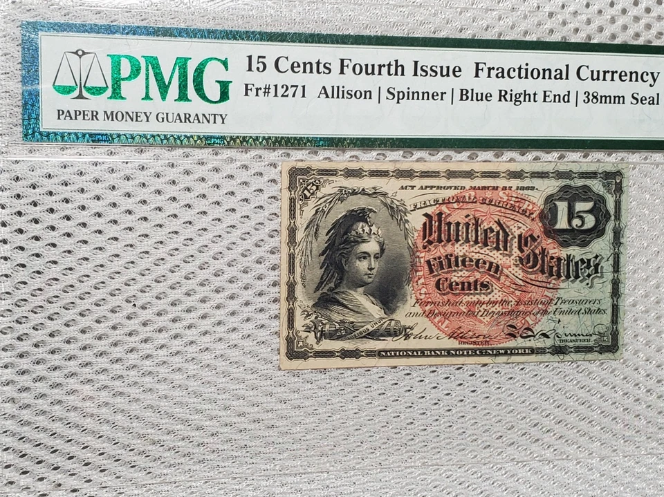 15 Cents Fourth Issue Fractional Currency Fr#1271 Allison/Spinner PMG Choice 35 - Image 2 of 4