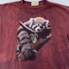 Vintage The Mountain Red Panda Tie Dye Shirt FITS Medium Nature Burgundy Art Tee