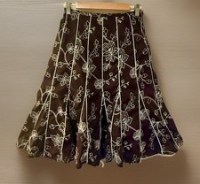Vintage Y2K 90s Brown Floral Flared Midi Skirt Cottagecore Prairie Fairy Sz 4P