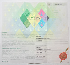 Authentic Rolex 78240 Datejust Warranty Certi...