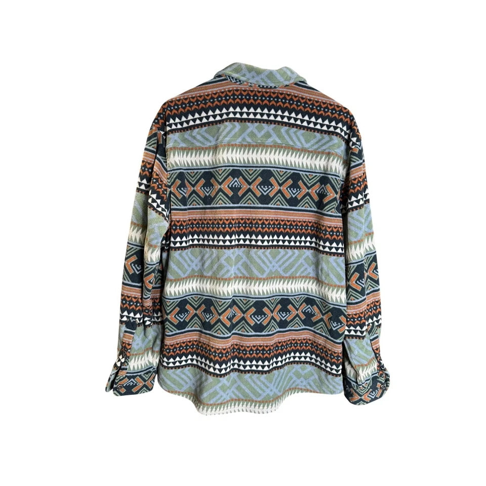 Eddie Bauer Men's Fleece Shirt Jacket L Geometric Print Button Down Long Sleeve - Image 4 of 4