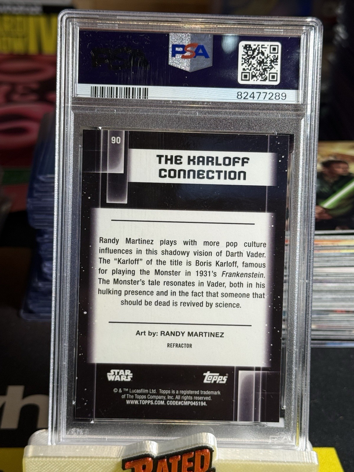 Topps 2021 Star Wars Galaxy #90 The Karloff Connection Refractor PSA 10 Vader view 3