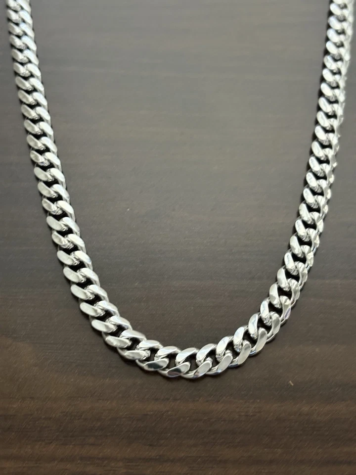 Cadena cubana pesada de plata de ley para hombre - Hecha a mano - 20”, 8 mm, 60,1 g, 925 Foto 2 de 4