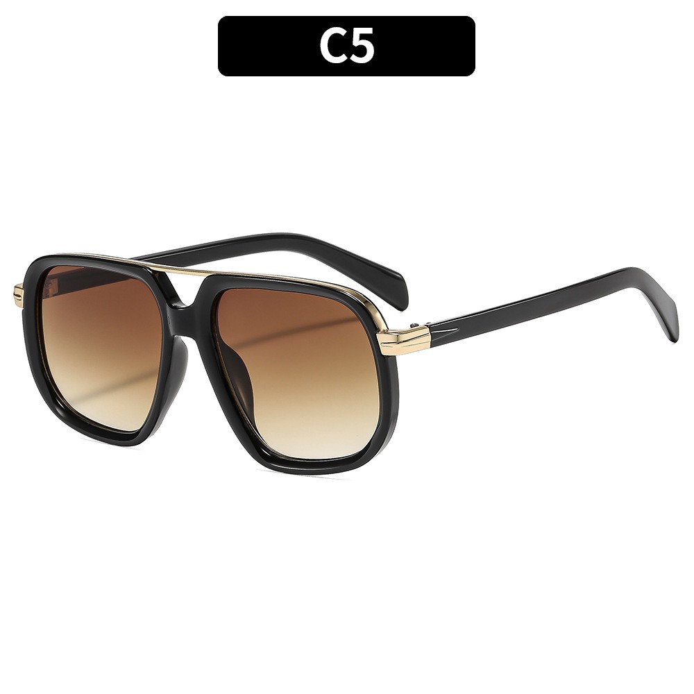 New Double Bridge Pilot Sunglasses Retro Trendy Square Frame  display picture 1