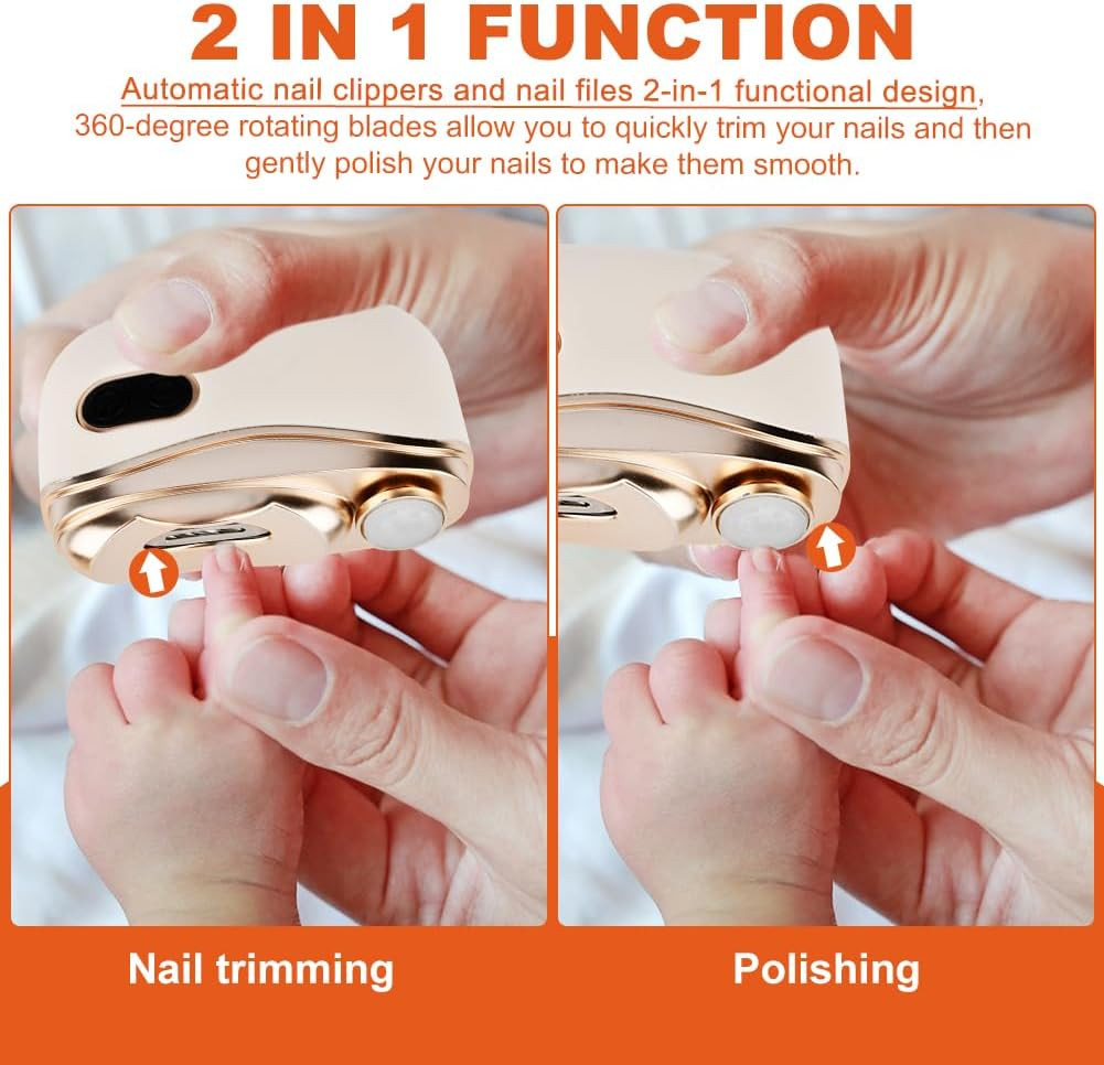 Electric Nail Clipper, 2 in 1 Automatic Nail Trimmer & Polisher, USB Rechargeabl