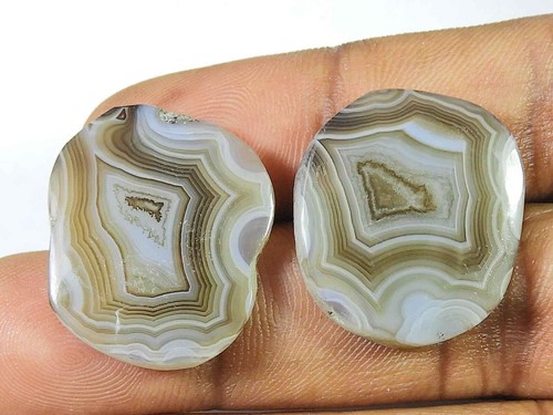 33Cts Black Slice Dyed Druzy Agate Matched Pair Fancy Loose Gemstone 11X32MM