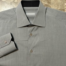 Stefano Ricci Shirt Mens 15 0.75 40 Grey Long Sleeve Button Lightweight Poplin