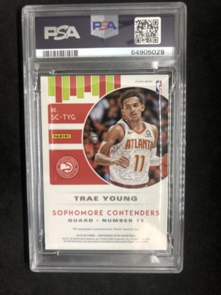 TRAE YOUNG 2019 Panini Contenders Optic  #SCTYG Sophomore Auto #/125  PSA 9 - Image 2 of 2