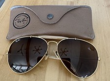 1980's 62 14MM VINTAGE B L RAY BAN B15 BROWN OUTDOORSMAN II AVIATOR SUNGLASSES