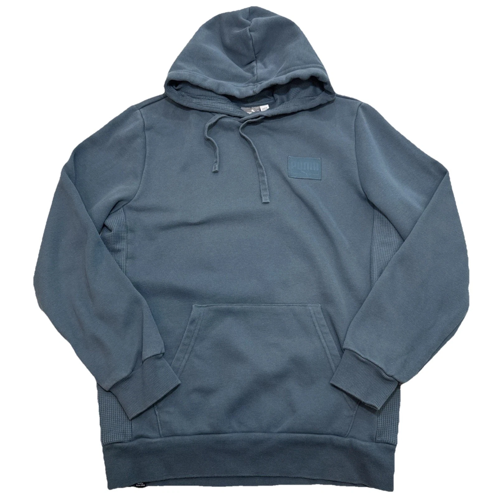 Puma Men Hoodie Small Blue Pullover Fleece Kangaroo Pocket Athletic