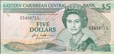 East Caribbean States  5 Dollars,  P-22l (1988) - UNC - ST. LUCIA ISSUE