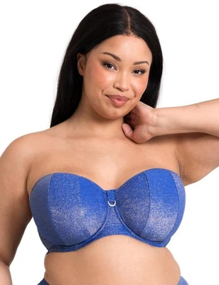 Top de bikini Curvy Kate Sapphire Seas bandeau Mutliway para mujer traje de baño CS037307 - Imagen 1 de 4