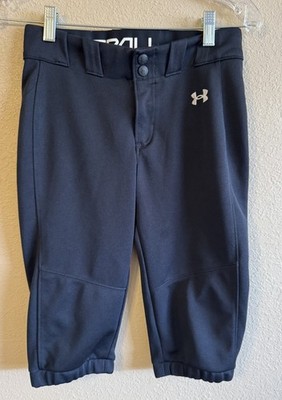 Under Armour Kids Girls Black Cropped Softball Pants Size YMD M Youth Medium